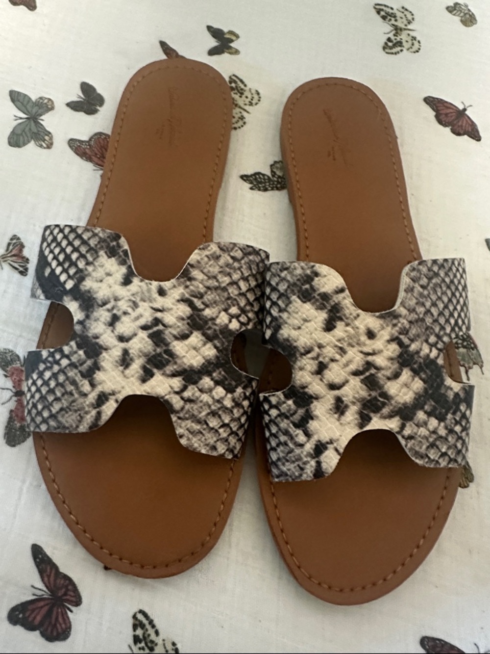 Universal Thread Snake-Print Slide Sandals in Brown and Black - Picture 2 of 4